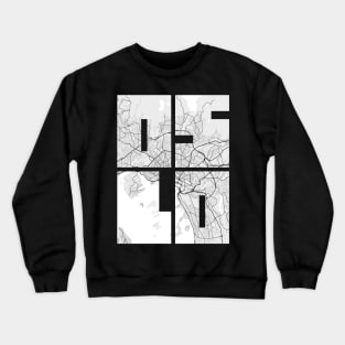 Oslo, Norway City Map Typography - Light Crewneck Sweatshirt